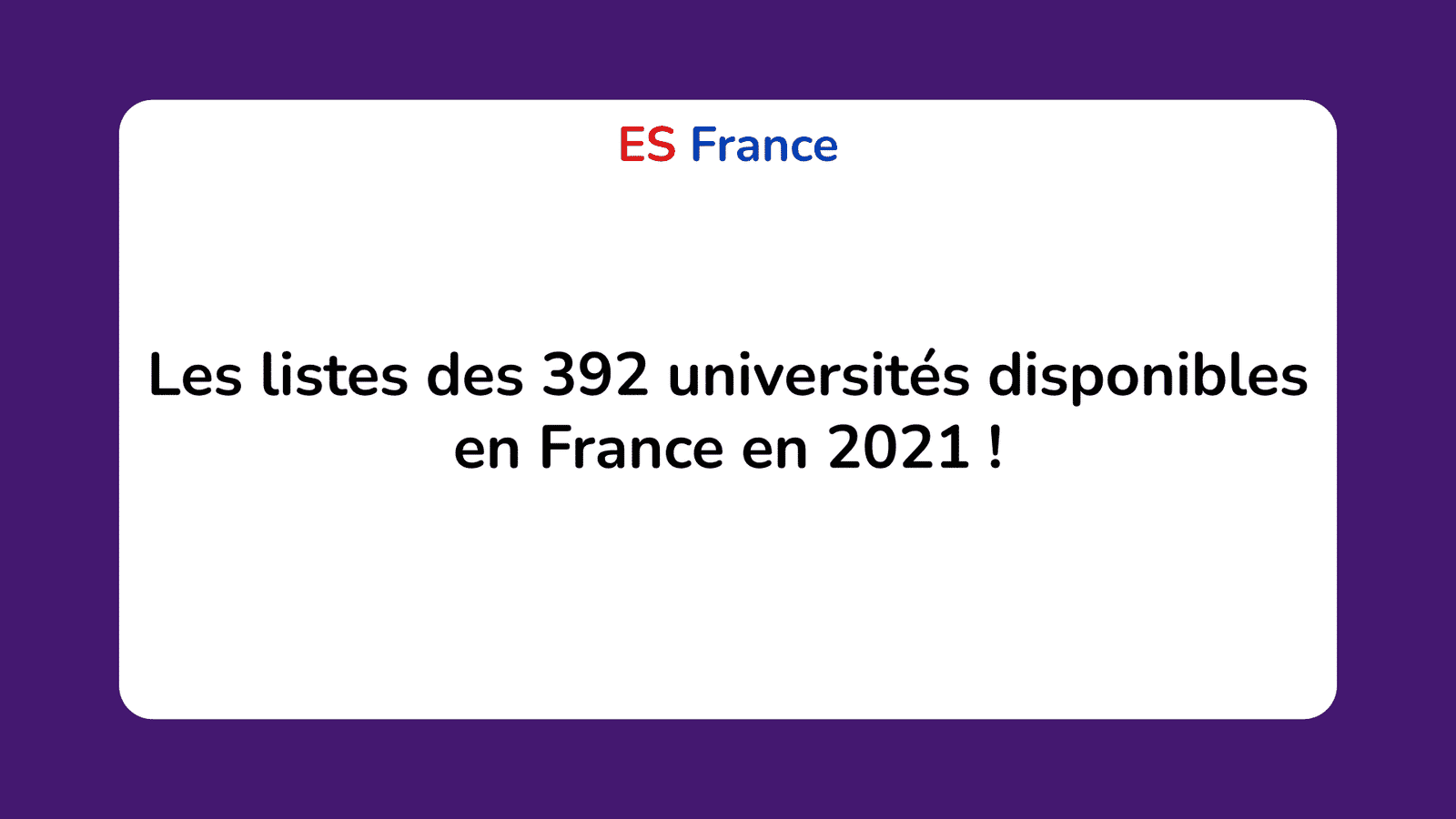 Les listes des universités disponibles en France